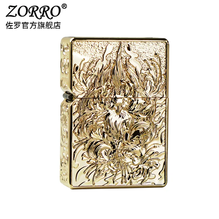 ZORRO佐罗盔甲九尾狐仙金黑防风煤油打火机创意潮节日礼物送男友