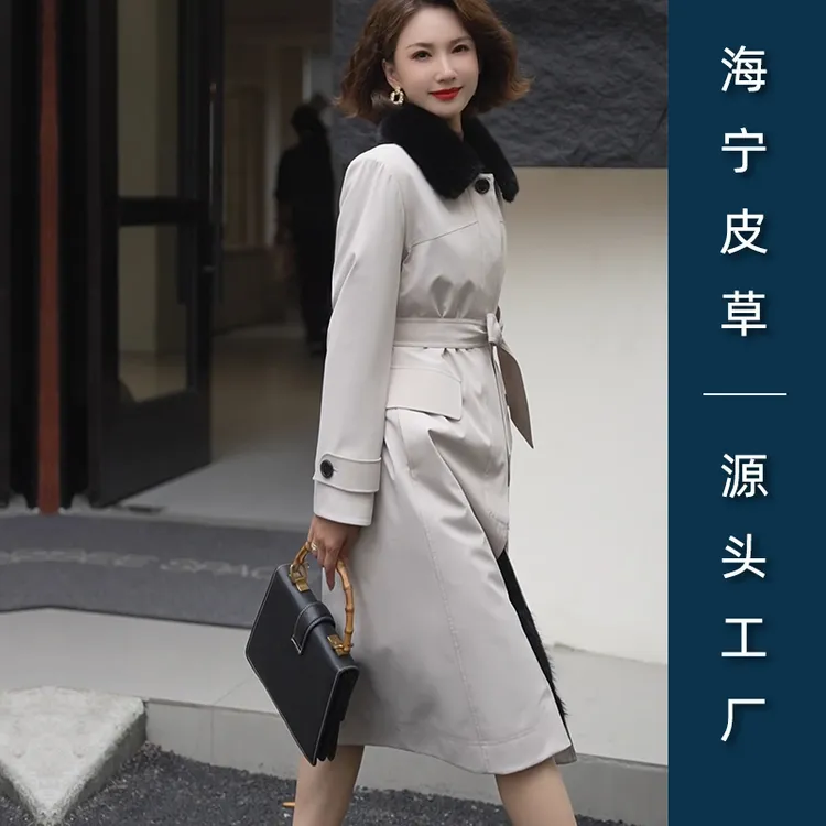 水貂毛内胆裘皮皮毛派克服大衣女中长款冬季加厚海宁皮草女保暖