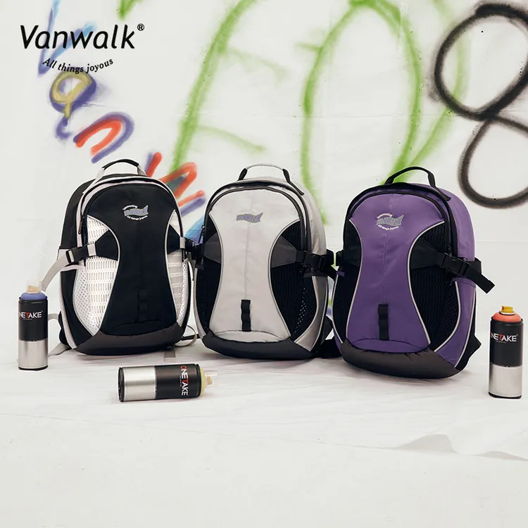 VANWALK滑板系列 轻便复古户外双肩包初高中学生女书包大容量通勤