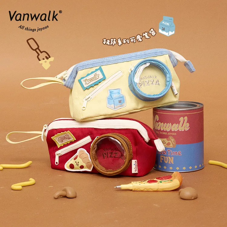 VANWALK披萨系列 原创设计可爱食物笔袋学生开学指南文具收纳袋女
