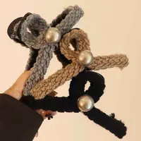 哈韩宅物秋冬新款毛线抓夹后脑勺鲨鱼夹盘发发夹发抓高级感轻奢