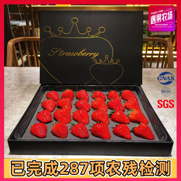 【坏果包赔】正宗丹东九九草莓黑金礼盒特大鲜果真空包装顺丰空运