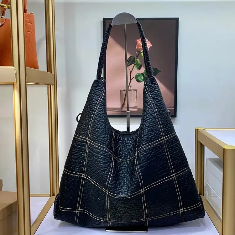 原创设计师款 单肩斜挎包大容量高端气质时尚大托特女包格子6090