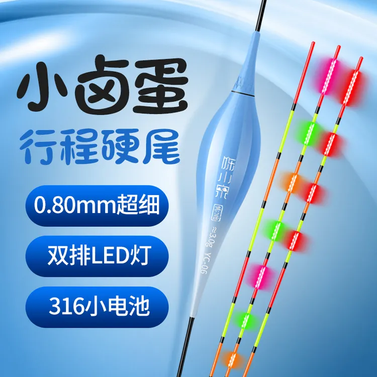 陈小泉新款小卤蛋设计行程日夜两用双面LED高亮0.8极细硬尾夜钓漂