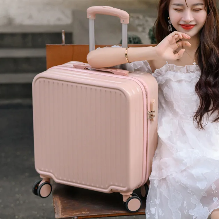 小型行李箱18寸短途轻便登机箱男女拉杆箱学生旅行箱拉链密码箱