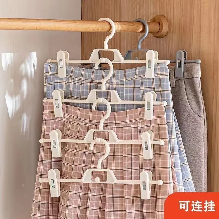 连挂无痕裤架裤夹家用裤子收纳衣架衣柜挂jk裙夹学生宿舍晾衣服架