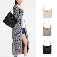 未使用 LONGCHAMP/珑骧 轻奢牛皮水桶单肩腋下手提包10281