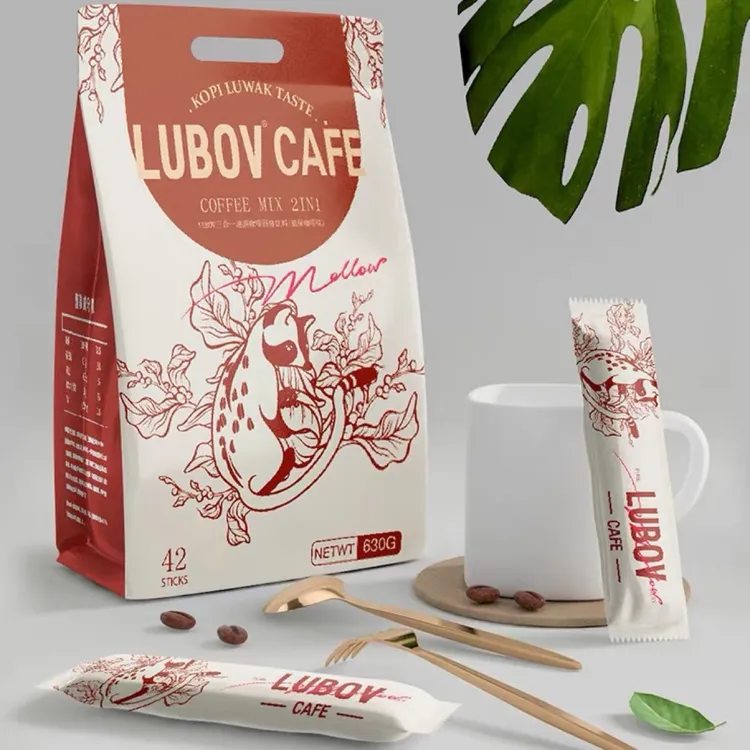 马来西亚进口lubov炭烧咖啡二合一速溶咖啡42条 630克