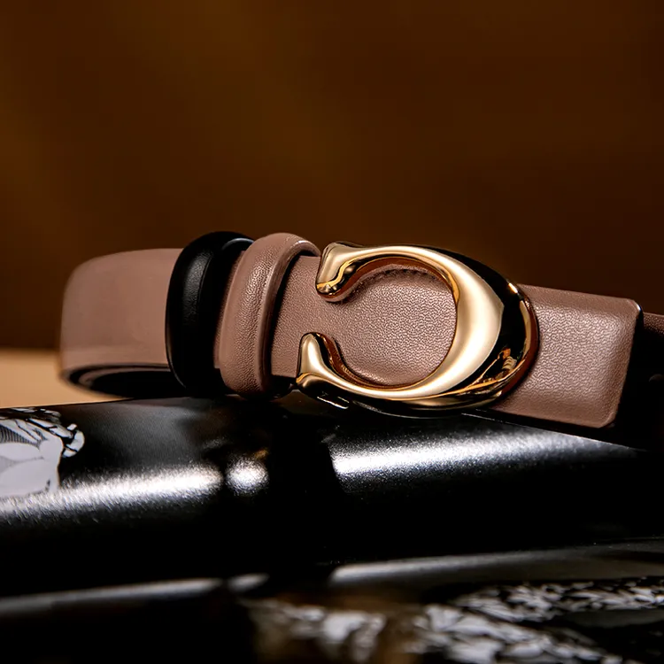 潮扣双面腰带合金皮带真皮时尚潮流新款配饰韩版裤带2024新款女士
