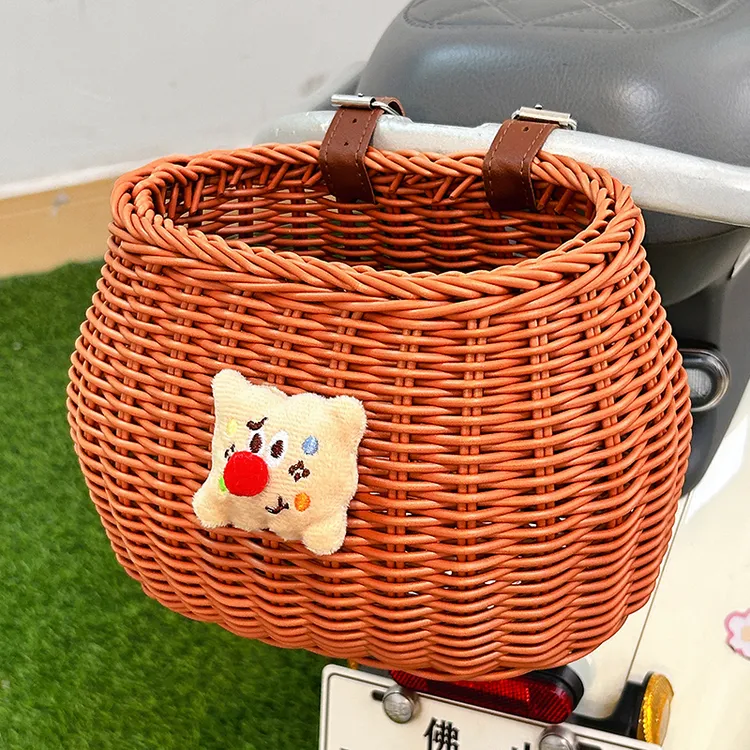 电动车前置车筐可爱卡通高颜值收纳筐大容量电瓶车储物篮置物神器