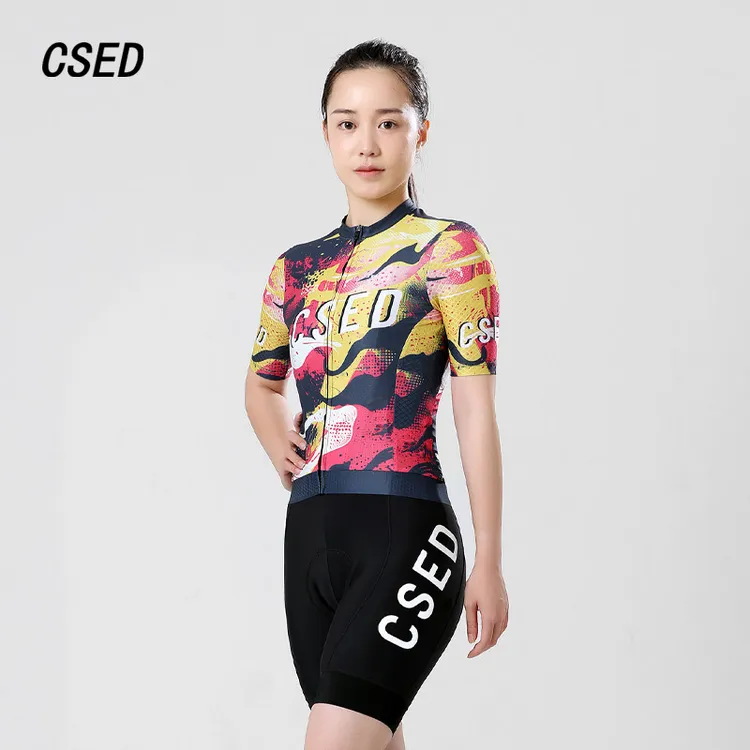 CSED骑行服短袖女春夏新款透气速干防晒专业公路自行车骑行上衣