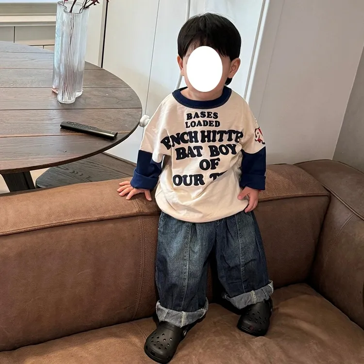 韩国童装男童T恤2025新款日系潮早秋儿童时髦洋气假两件T恤长袖