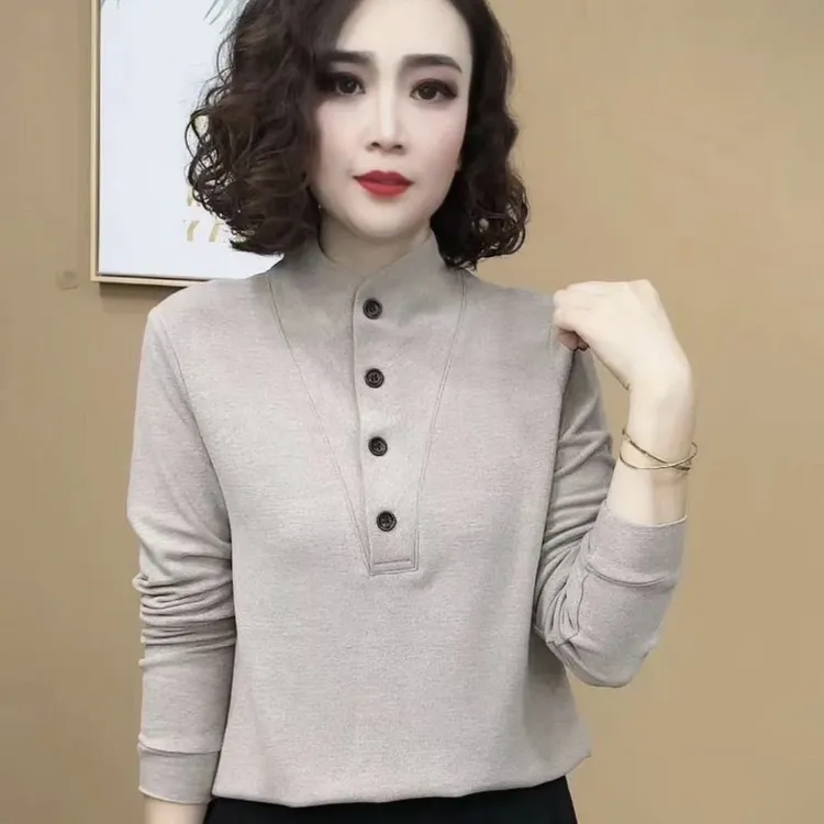 秋冬新款时尚洋气百搭气质长袖打底衫女士长袖显瘦半高领上衣T恤