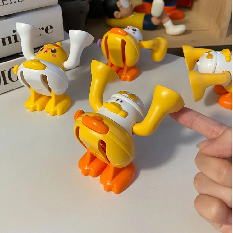 新款发条玩具黄鸭翻跟头上链益智网红玩具礼物趣味互动可爱