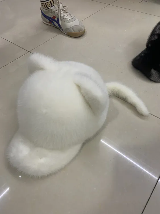 水貂帽子女冬天貂毛猫耳朵秋冬季鸭舌帽进口貂皮帽子女冬整貂