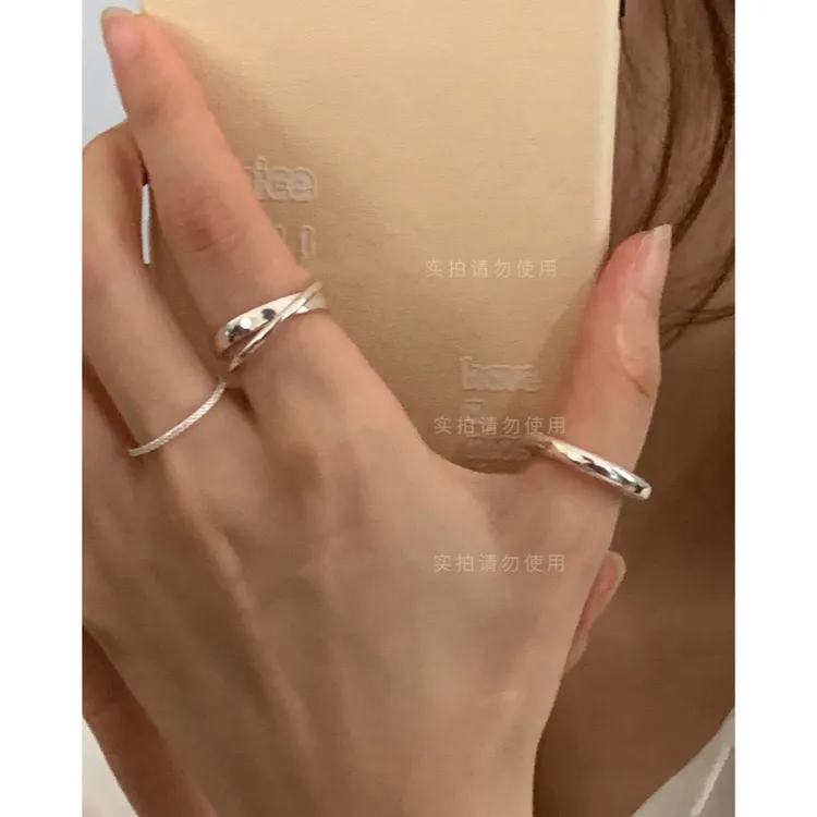 925银戒指 不规则闭口实心指环戒指 ins质感博主同款轻奢质感素圈