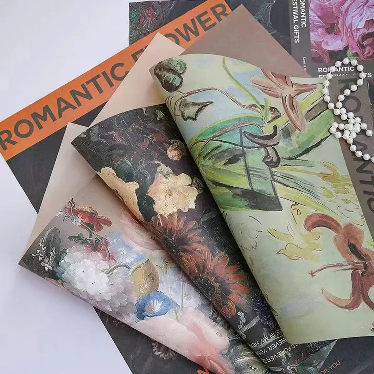 油画氛围纸网红牛皮纸鲜花花束包装纸花店资材印花纸艺术纸花艺