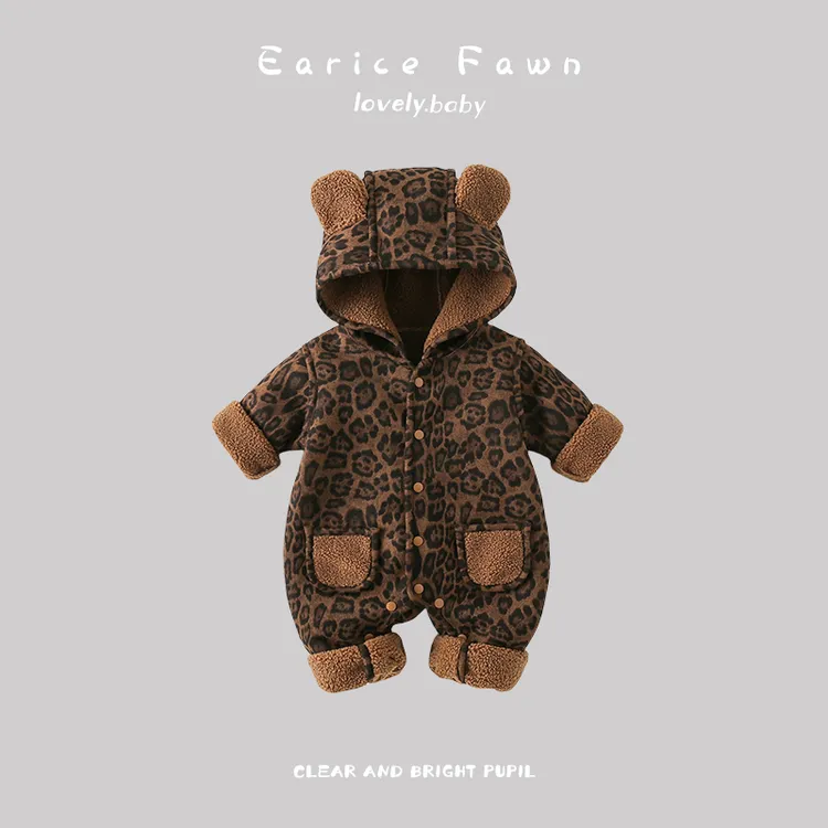 YM婴儿衣服冬季宝宝超萌连体衣满月百天爬服外出可爱加棉加厚棉衣