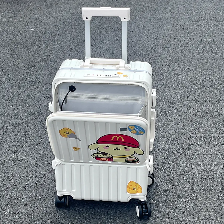 御旅多功能前开口行李箱磨砂铝框拉杆箱万向轮男女20 24寸旅行箱