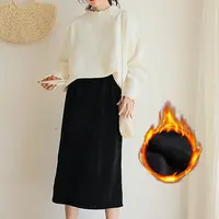 胖妹妹女装韩版加绒裙子大码胖mm高腰后开叉半身裙3201