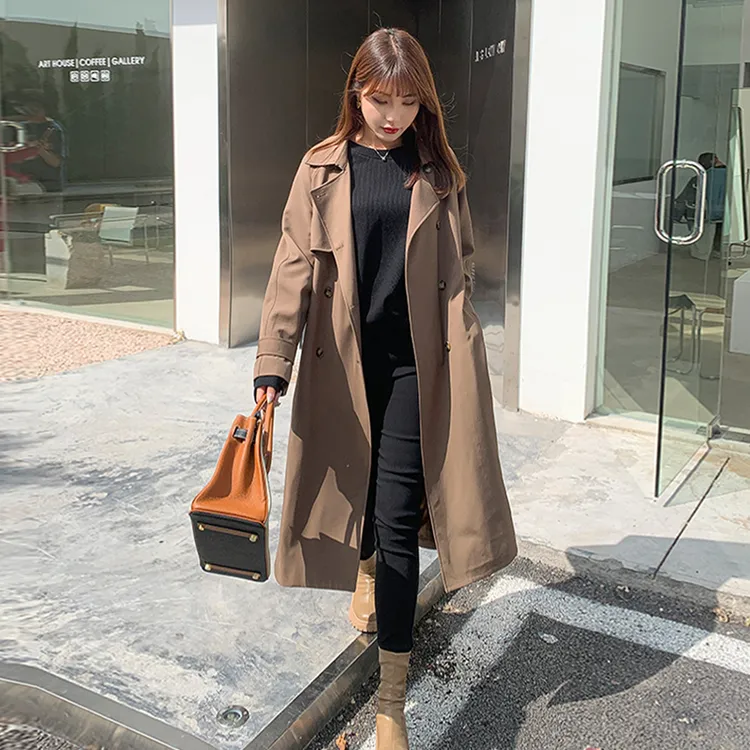 胖mm春秋冬季中长款西装领风衣时尚宽松显瘦英伦风大衣2939