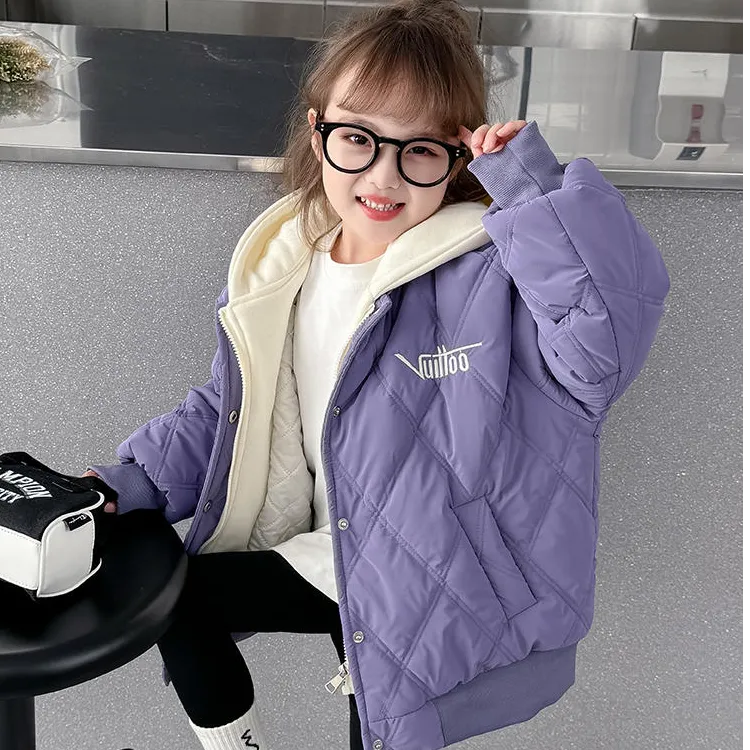 儿童冬季棉衣2025洋气仿兔毛女童韩版夹棉棒球服外套加绒加厚棉袄
