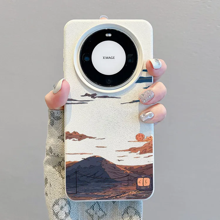 日落山丘适用华为Mate60Pro手机壳卡通pura70软硅胶小米全包防摔