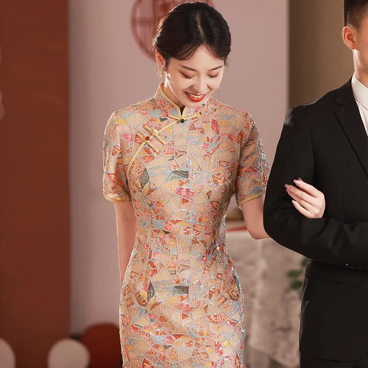 旗袍裙新娘敬酒服2025年新款改良高端名媛中式订婚回门礼服年轻款