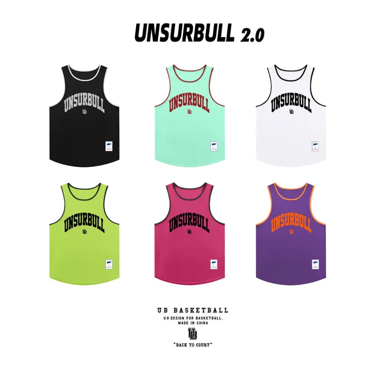 Unsurbull美式训练健身跑步透气宽松夏男运动速干撞色瑜伽背心女