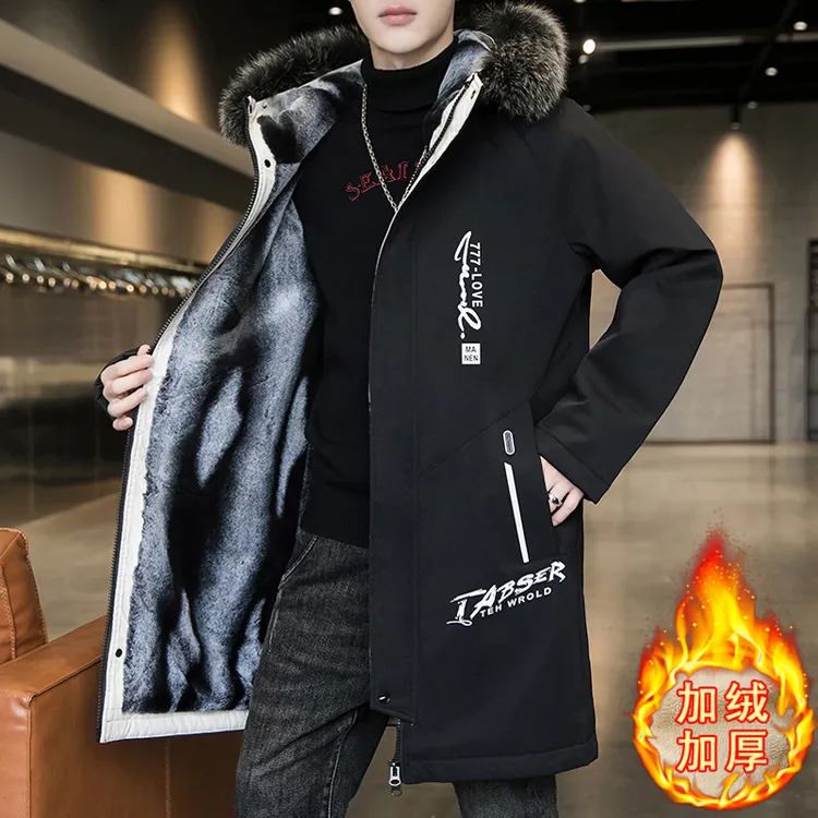 2025年新款男士棉衣中长款冬季加绒加厚外套保暖抗寒男装派克棉服