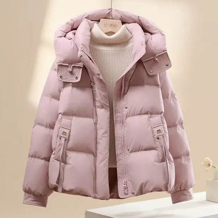 冬季连帽2025新款加厚短款棉服韩版棉服宽松保暖外套棉袄棉衣防寒