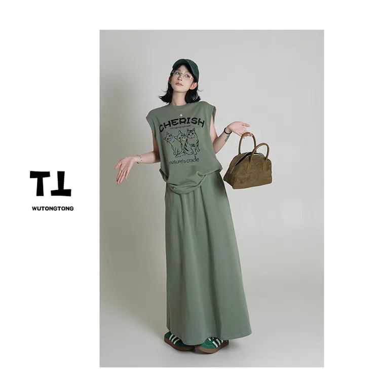 吴童童现货【剧本杀】夏飞飞袖T恤半身长裙两件套装女宽松上衣60620