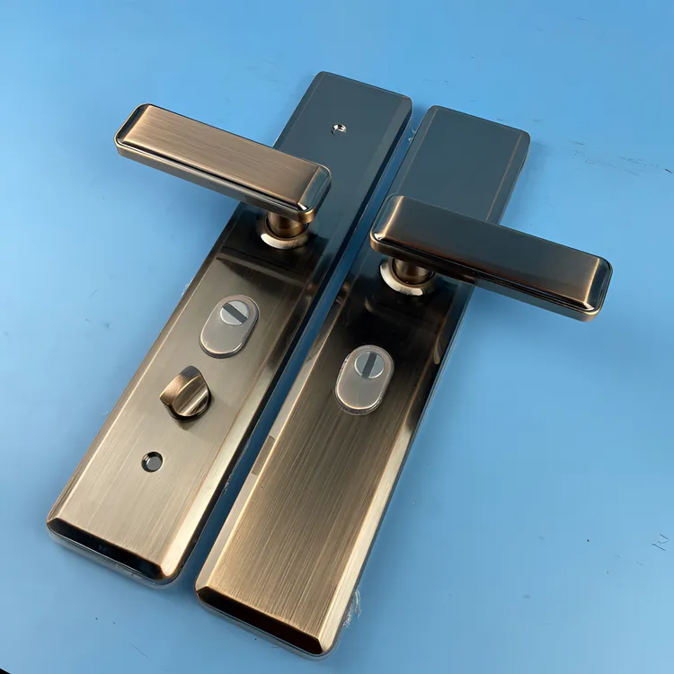 双拉簧防盗门拉手 把手防下垂防松动设计 无极换向不绣钢拉丝面板