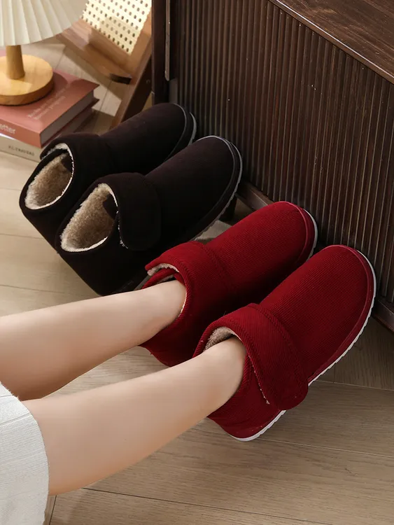 中老年女防滑软底冬天老人棉鞋加绒加厚保暖包脚跟厚底居家棉拖鞋