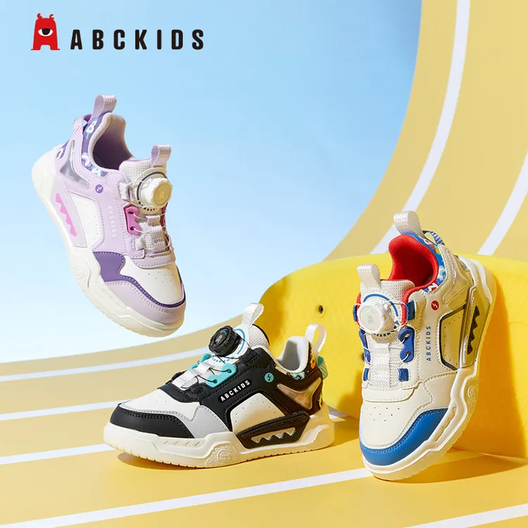 Abckids春季新款男童老爹鞋女童休闲鞋板鞋中大童防滑网面百搭
