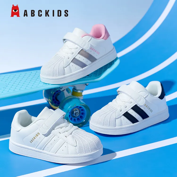 Abckids童鞋2025年秋冬季男童贝壳头板鞋时尚百搭透气女童小白鞋