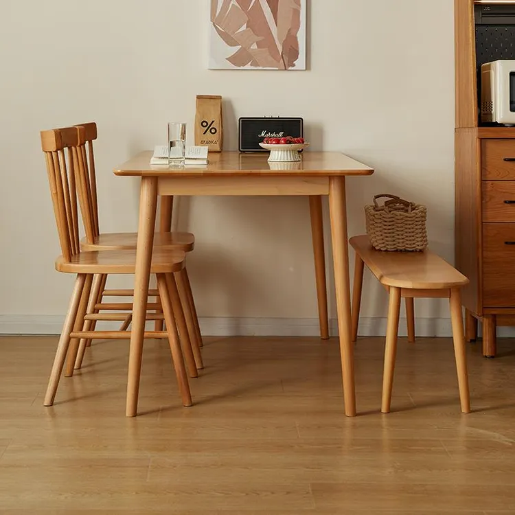 全实木餐桌家用小户型吃饭桌子简约原木餐桌椅组合日式长方形饭桌
