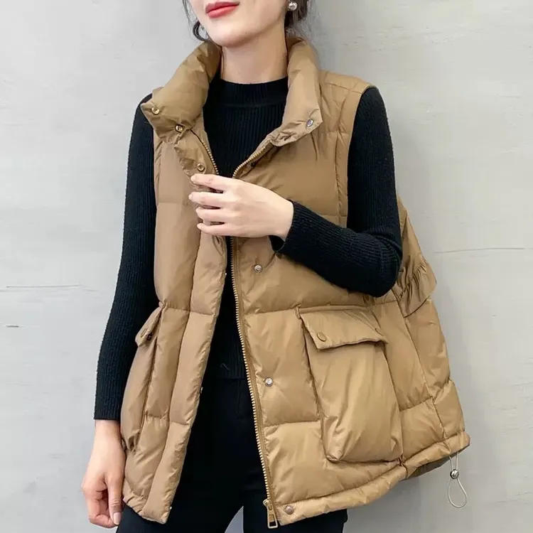 【花边羽绒】白鸭绒羽绒马夹服宽松甲背心外穿保暖外套上衣女马甲