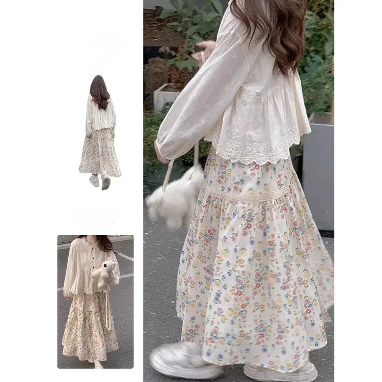 法式高冷御姐风超好看气质小众设计碎花连衣裙今流行漂亮套装女