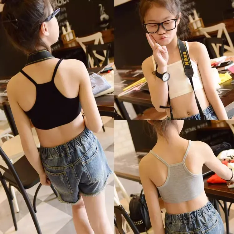 女童内衣中大童发育文胸女孩纯色抹胸纯棉小背心儿童纯棉童装裹胸