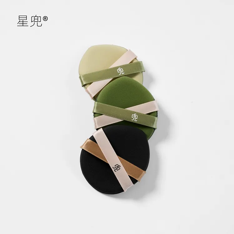 星兜双丝带泡水大粉扑气垫粉扑粉底专用上妆海绵XL大号粉扑3片装