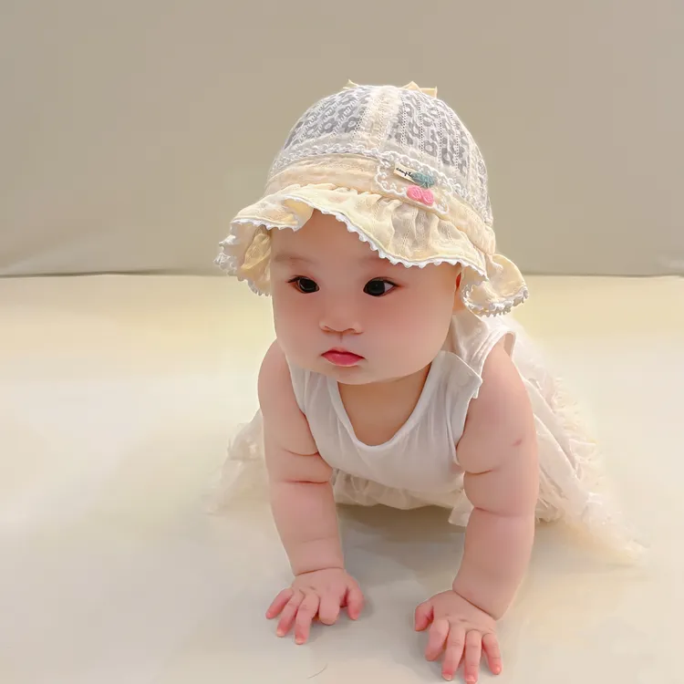 婴儿帽子春夏季薄款可爱婴幼儿渔夫帽遮阳防晒宝宝胎帽新生儿盆帽