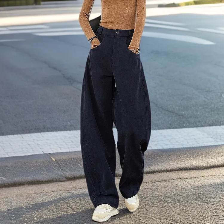 高个子春秋加厚高腰显瘦雪尼尔镰刀裤女秋冬加长版宽松拖地阔腿裤