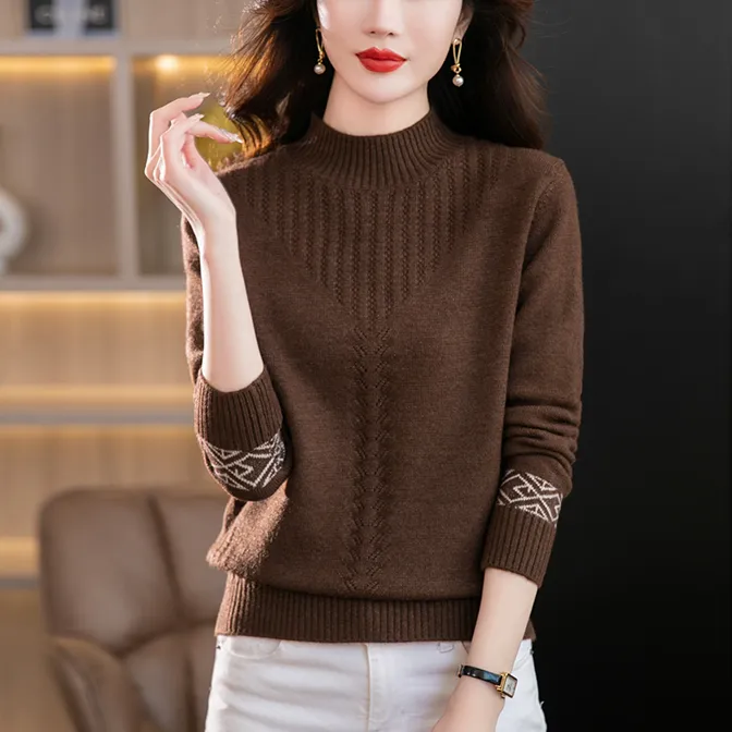 女半高领毛衣秋冬加厚保暖短款长袖针织衫百搭时尚打底衫