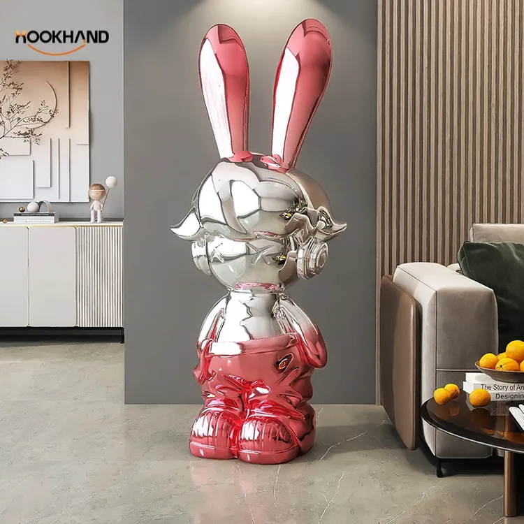 电镀兔子公仔落地摆件客厅电视柜沙发旁高级感装饰品新家乔迁礼物