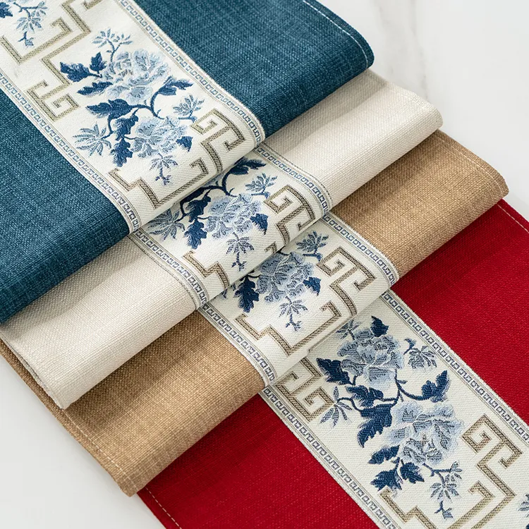 新中式桌旗轻奢中国风茶席桌垫装饰台布玄关鞋柜电视柜盖巾茶几布