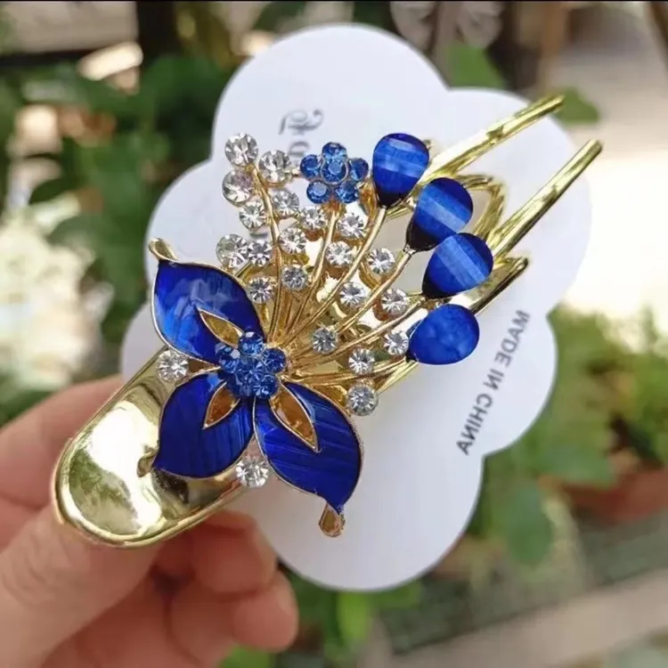 韩系气质抓夹简约通勤手工兰花鸭嘴夹妈妈后脑勺高级鲨鱼发夹