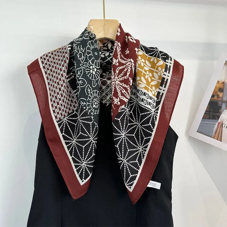 美拉德民族风丝巾系脖腰果碎花头巾辣妹风包头发带护颈小围巾配饰