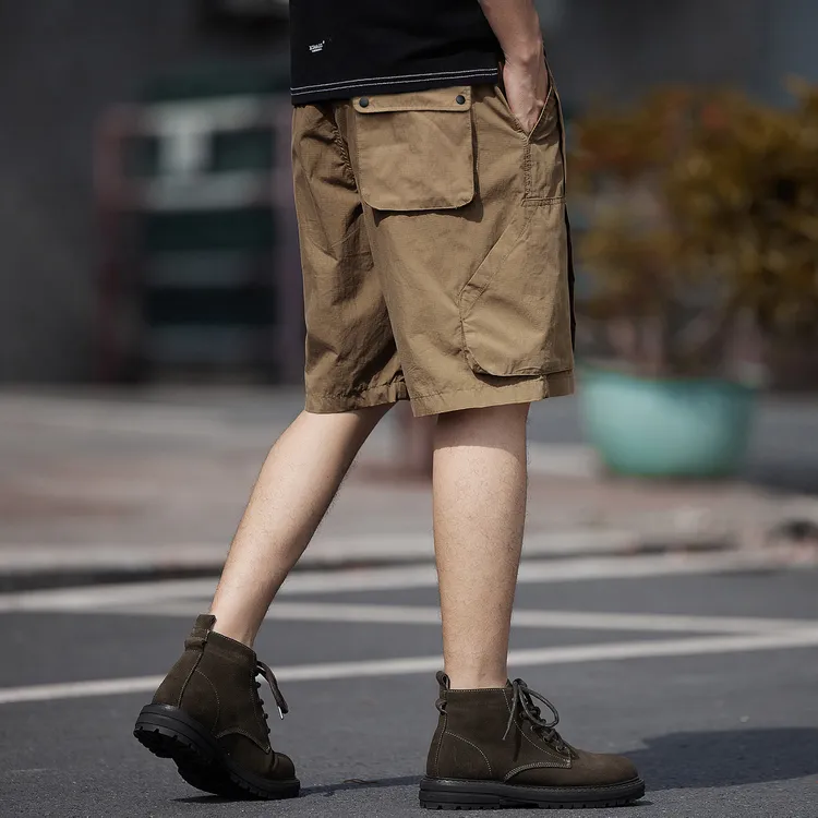 格蓝鹿高端凉感工装短裤男2025年夏季潮牌休闲宽松大码五分裤子男