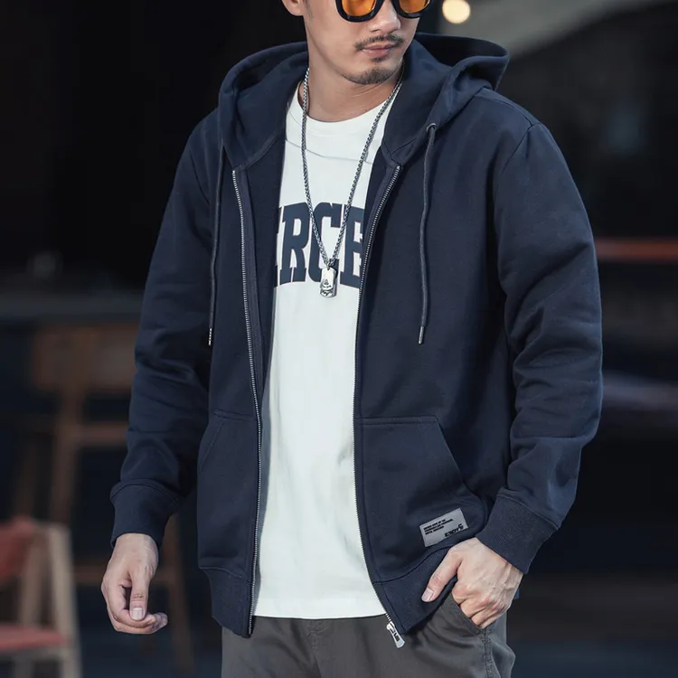 美式休闲拉链开衫卫衣男连帽春秋季百搭宽松大码上衣潮流运动外套